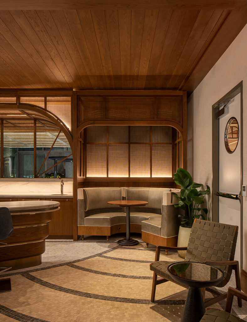 Lounge seating with round booth.